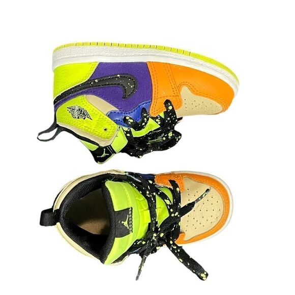 Jordan Toddler 7C Air Jordan 1 Mid SE "Volt/Vivid Orange" sneakers - Picture 4 of 5